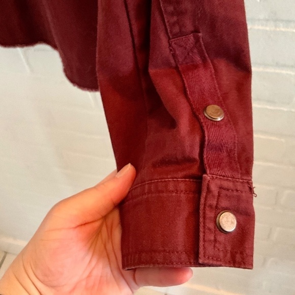 Vintage 1990s/Y2K Burgundy/Red wine Lightweight denim-like cotton Size XS - Picture 6 of 11